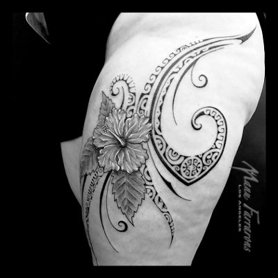 Tahitian style backpiece tattoo