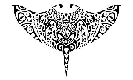 Tahitian style back manta tattoo