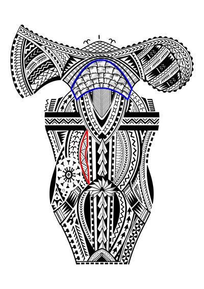 Woven mat and braid motifs in a Samoan full sleeve tattoo